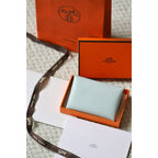 HERM Calvi Duo Verso Card Holder in Blue Brume Mysore Goatskin