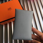HERM Calvi Card Holder In Blue Lin Epsom Leather