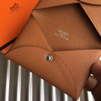 HERM Calvi Card Holder In Gold  Epsom Leather