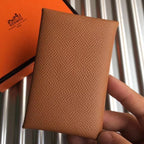 HERM Calvi Card Holder In Gold  Epsom Leather