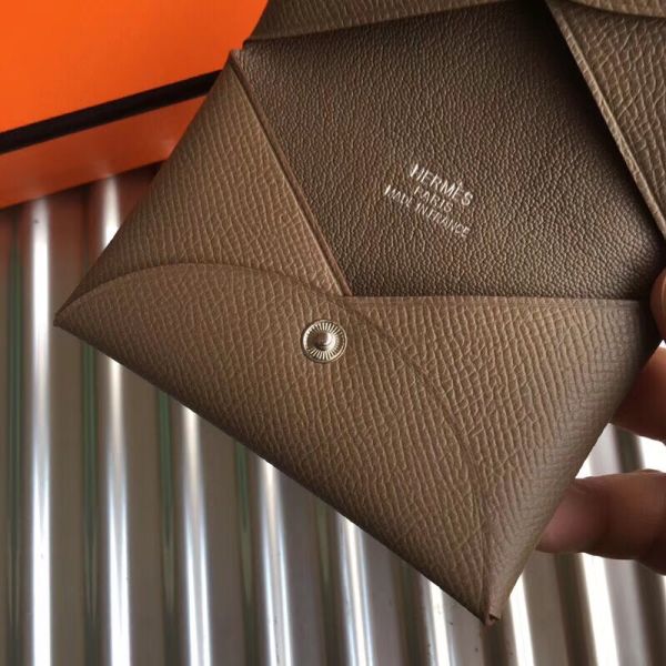 HERM Calvi Card Holder In Taupe Epsom Leather