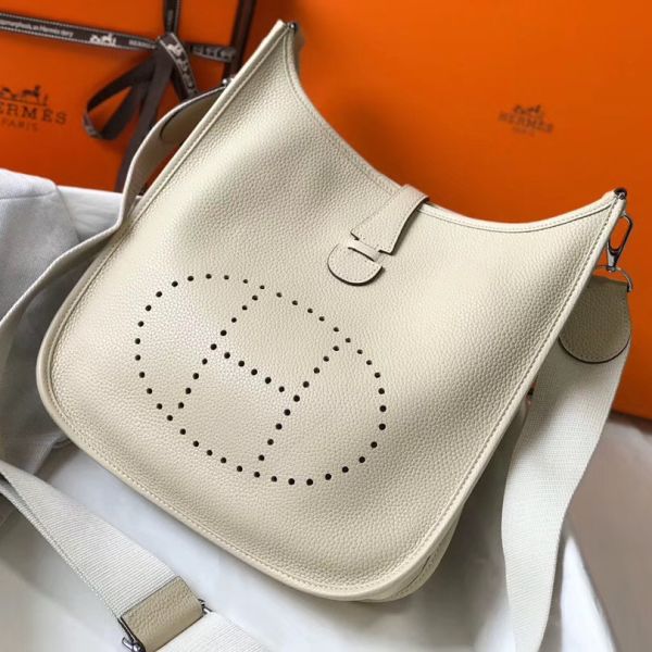 HERM Evelyne III 29 PM Bag In Craie Clemence Leather