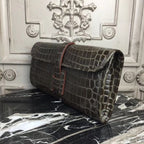 HERM Jige Elan 29 Clutch In Chocolate Crocodile Leather
