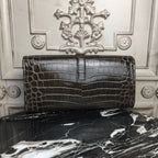 HERM Jige Elan 29 Clutch In Chocolate Crocodile Leather