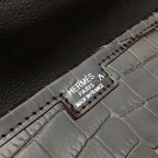 HERM Jige Elan 29 Clutch In Chocolate Crocodile Leather