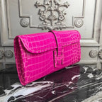 HERM Jige Elan 29 Clutch In Rose Red Crocodile Leather