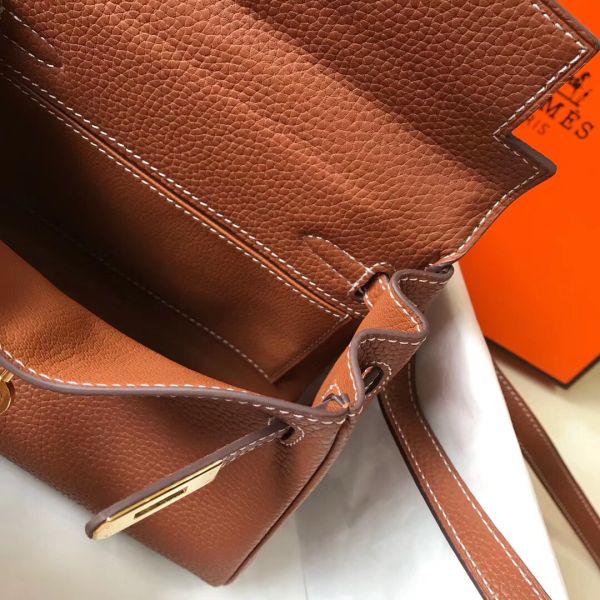 HERM Kelly 20cm Bag In Gold Clemence Leather GHW