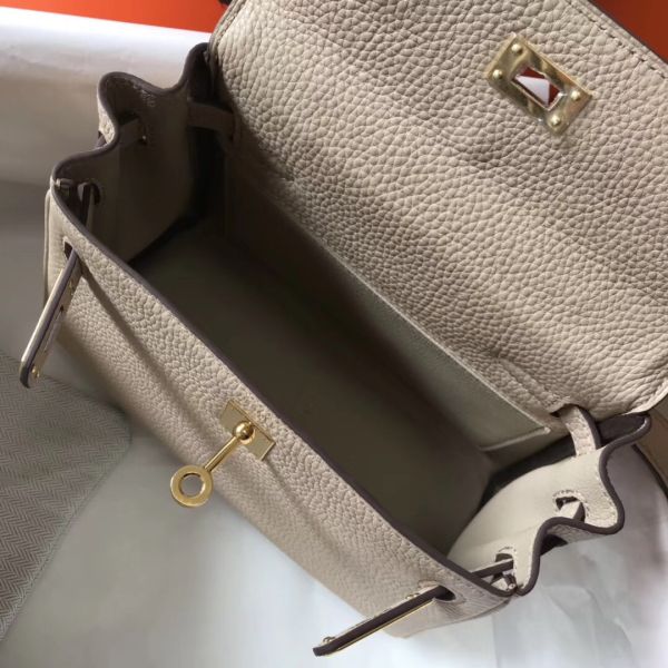 HERM Kelly 20cm Bag In Trench Clemence Leather GHW
