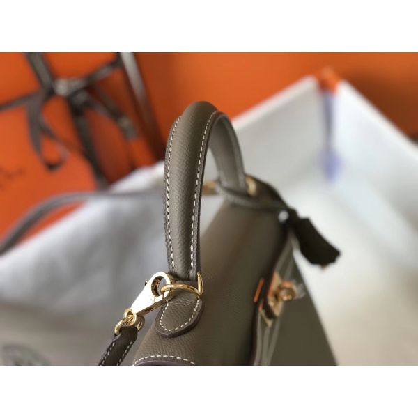 HERM Kelly 25cm Sellier Bag In Taupe Epsom Leather