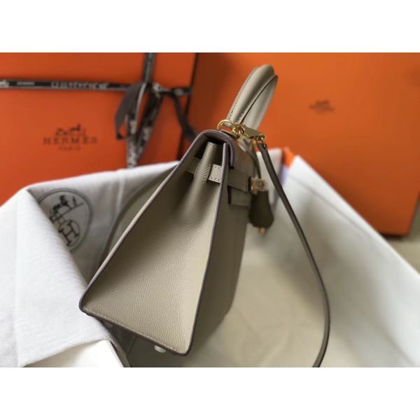 HERM Kelly 25cm Sellier Bag In Tourterelle Epsom Leather