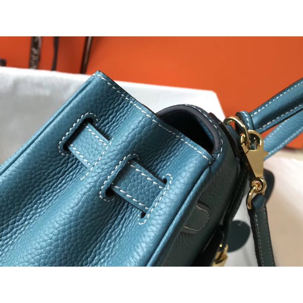 HERM Kelly 28cm Bag In Blue Jean GHW