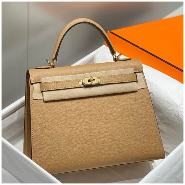 HERM Kelly 28cm Bag In Chai Epsom Leather GHW