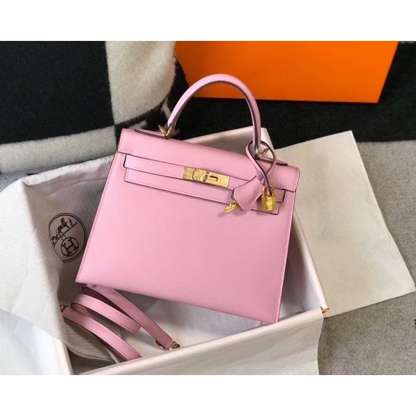 HERM Kelly 28cm Bag In Mauve Sylvestre Epsom Leather GHW