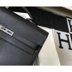 HERM Kelly Depeche 38 Briefcase In Black Calfskin