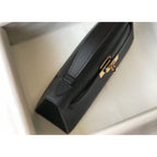 HERM Kelly Pochette Bag In Black Epsom Leather