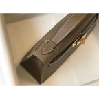 HERM Kelly Pochette Bag In Taupe Grey Epsom Leather