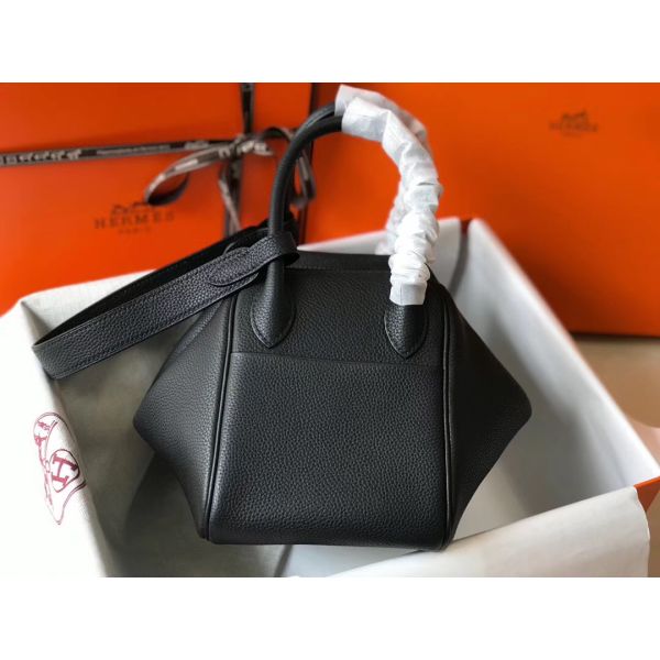 HERM Lindy 26cm Bag In Black Clemence Leather