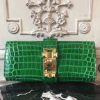 HERM Medor Clutch Bag In Bamboo Crocodile Leather