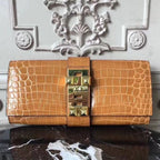 HERM Medor Clutch Bag In Camarel Crocodile Leather