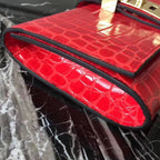 HERM Medor Clutch Bag In Cherry Crocodile Leather