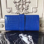 HERM Medor Clutch Bag In Blue Crocodile Leather