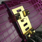 HERM Medor Clutch Bag In Fuchsia Crocodile Leather