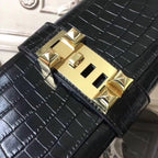 HERM Medor Clutch Bag In Black Crocodile Leather