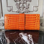 HERM Medor Clutch Bag In Orange Crocodile Leather