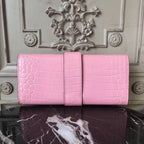 HERM Medor Clutch Bag In Pink Crocodile Leather