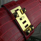 HERM Medor Clutch Bag In Red Crocodile Leather