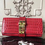 HERM Medor Clutch Bag In Red Crocodile Leather