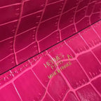 HERM Medor Clutch Bag In Rose Red Crocodile Leather