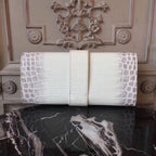 HERM Medor Clutch Bag In White Crocodile Leather