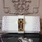 HERM Medor Clutch Bag In White Crocodile Leather