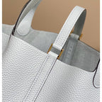 HERM Picotin Lock 18 Bag In Blue Brume Clemence Leather