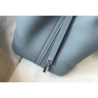 HERM Picotin Lock 22 Bag In Blue Lin Clemence Leather