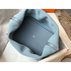 HERM Picotin Lock 22 Bag In Blue Lin Clemence Leather