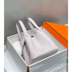 HERM Picotin Lock 22 Bag In Mauve Pale Clemence Leather