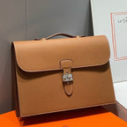 HERM Sac a Depeches 38 Briefcase in Gold Clemence Leather