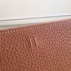 HERM Brown Clemence Azap Zipped Wallet