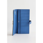 HERM Bearn Long Handmade Wallet in Blue France Epsom Calfskin