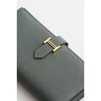 HERM Bearn Long Handmade Wallet in Vert Amande Epsom Calfskin