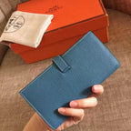 HERM Blue Jean Clemence Bearn Gusset Wallet