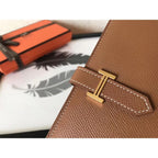 HERM Brown Epsom Bearn Gusset Wallet