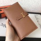 HERM Brown Epsom Bearn Gusset Wallet