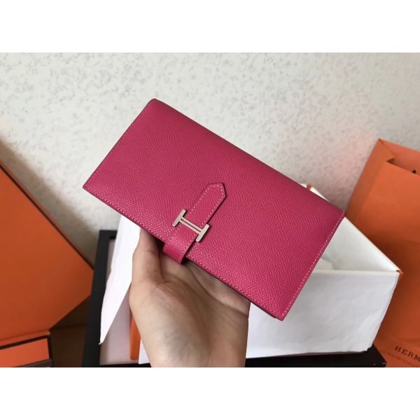 HERM Peach Epsom Bearn Gusset Wallet