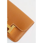 HERM Constance Slim Wallet in Gold Epsom Calfskin