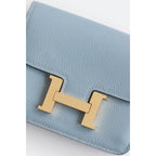 HERM Constance Slim Wallet in Blue Lin Evercolor Calfskin