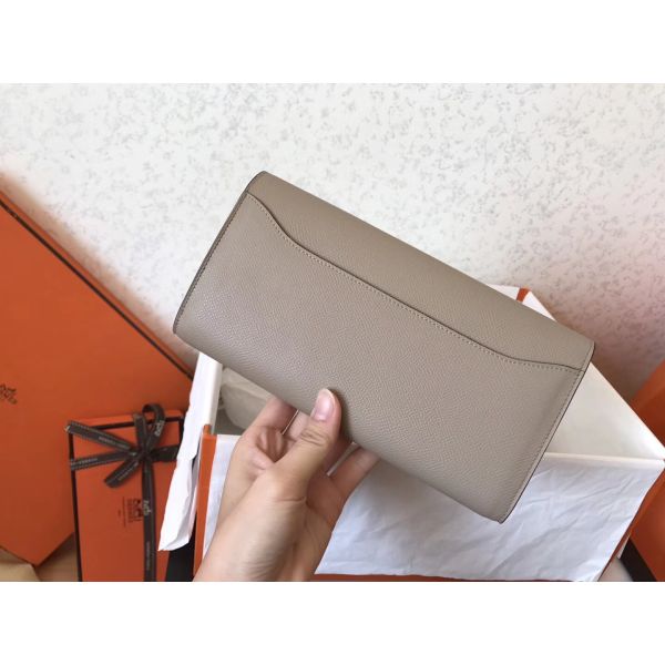 HERM Constance Long Wallet In Grey Epsom Leather