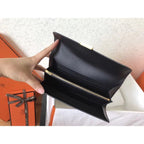 HERM Constance Long Wallet In Black Epsom Leather